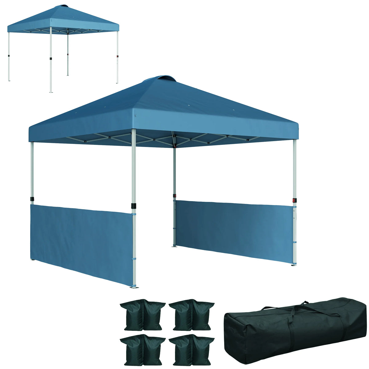 Outsunny Pop Up Canopy Tent With Two Heavy Duty Half Sidewalls