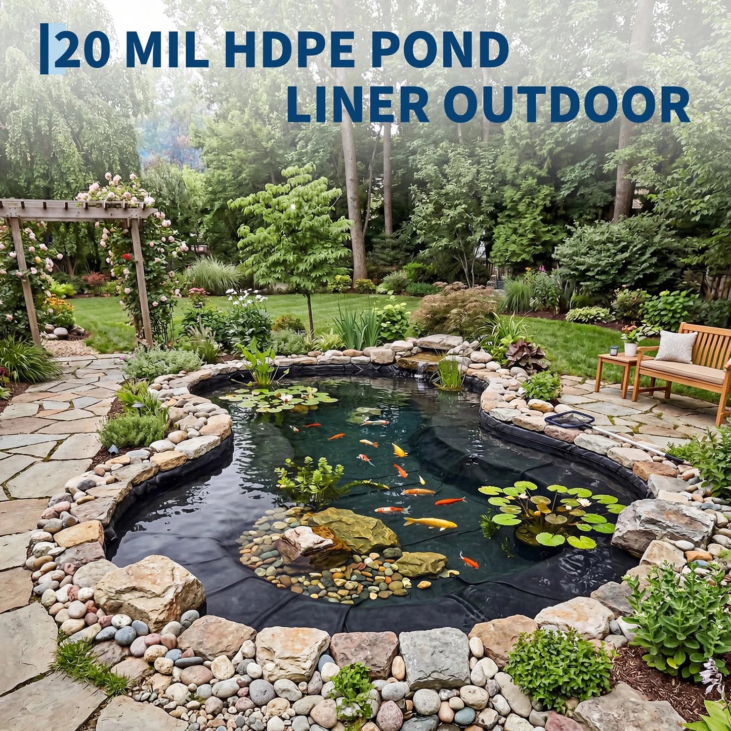 HiMiss HDPE Heavy Duty Pond Liner For Koi Garden Fountain