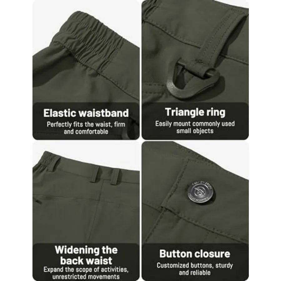 Men's Lightweight Hiking Tactical Pants Waterproof Quick Dry Cargo Work Rain Outdoor Pants 8 Pockets