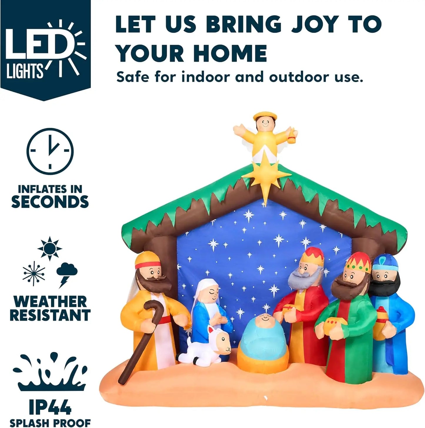 Joyfy Outdoor Inflatable Nativity Scene With Built In Led Lights