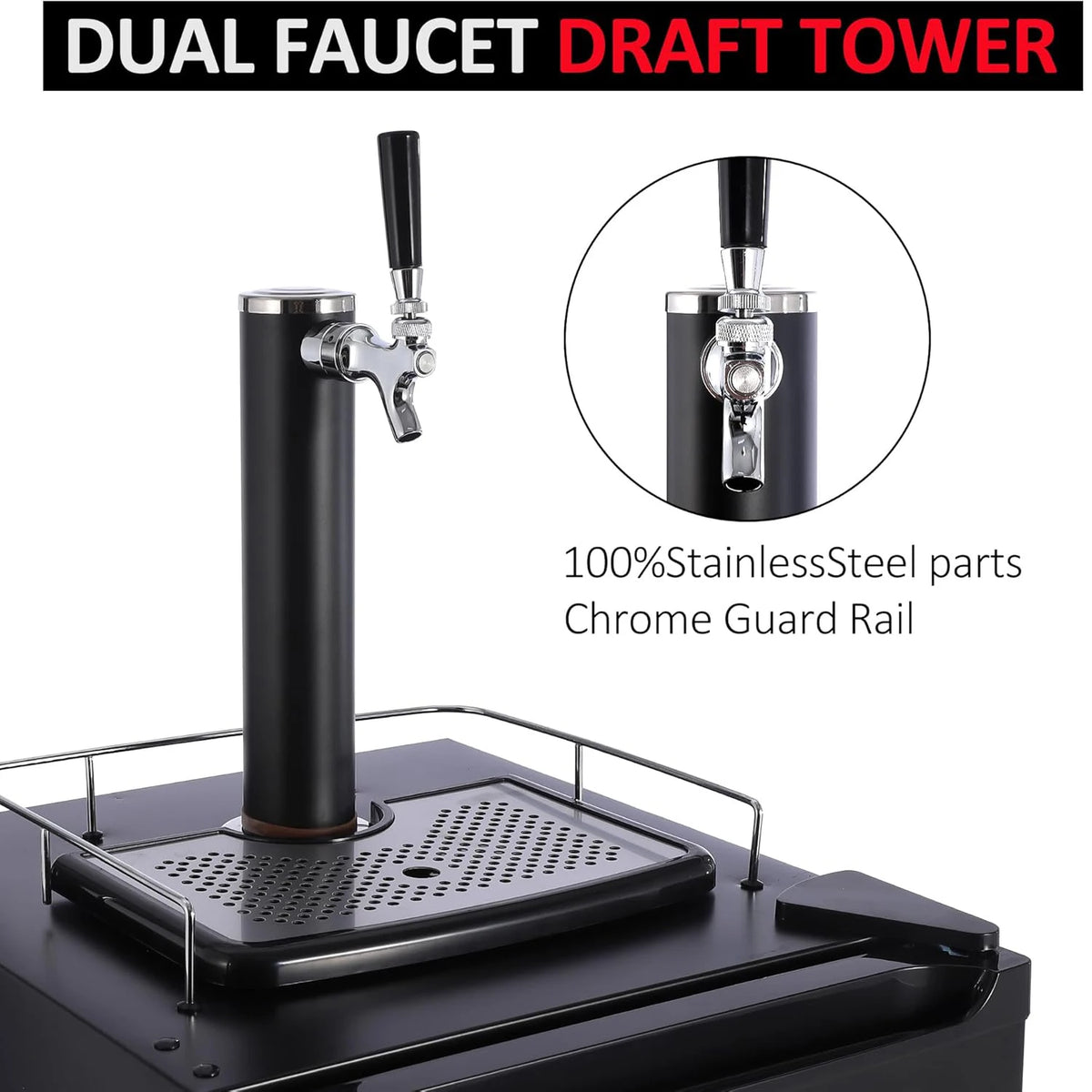 Twister Ck Beer Kegerator Stainless Steel Draft Station With Drip Tray