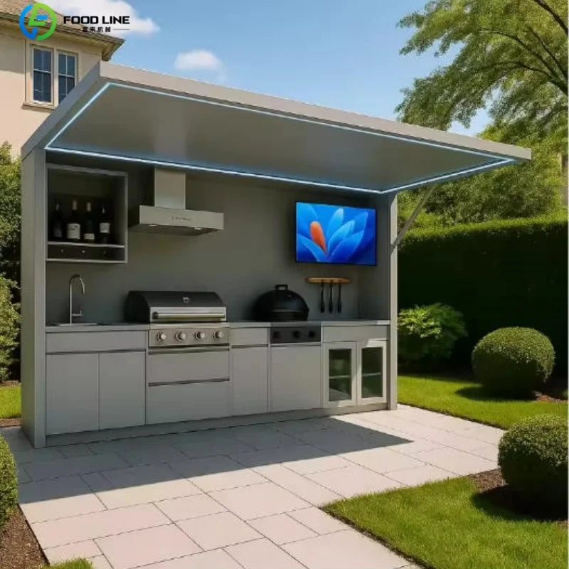 Outdoor Patio Kitchen BBQ Combo Weatherproof Storage Cabinet Stainless Steel Modular All in One Garden Backyard Customized