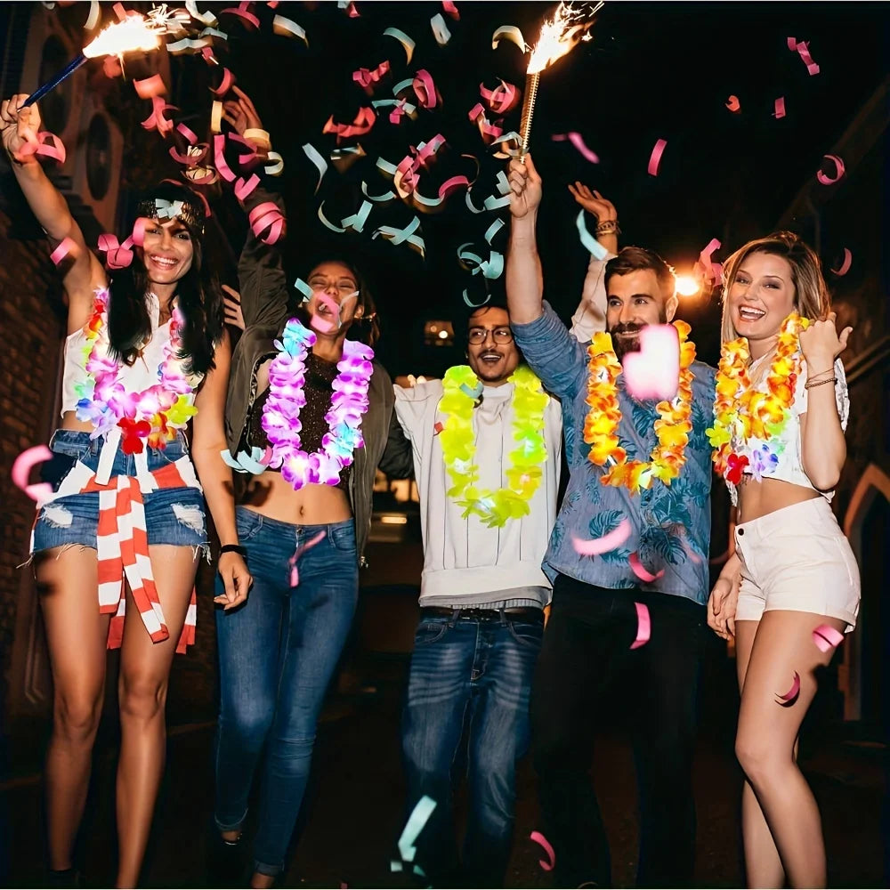 LED Illuminated Hawaiian Flower Party Lei Necklace Gift