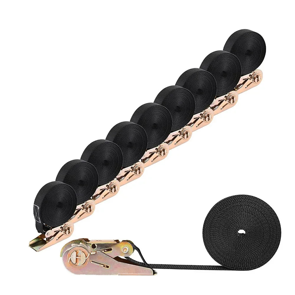 10 X Tension Straps Hard Lashing Straps Ratchet Tension Strap One-Piece 6M X 25mm