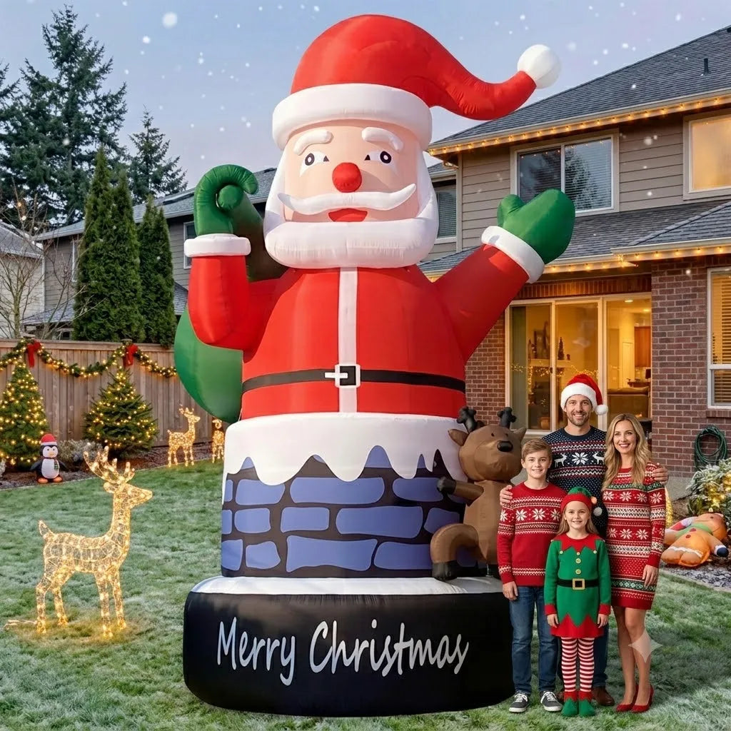 Inflatable Christmas Chimney Santa Claus Outdoor Holiday Decoration