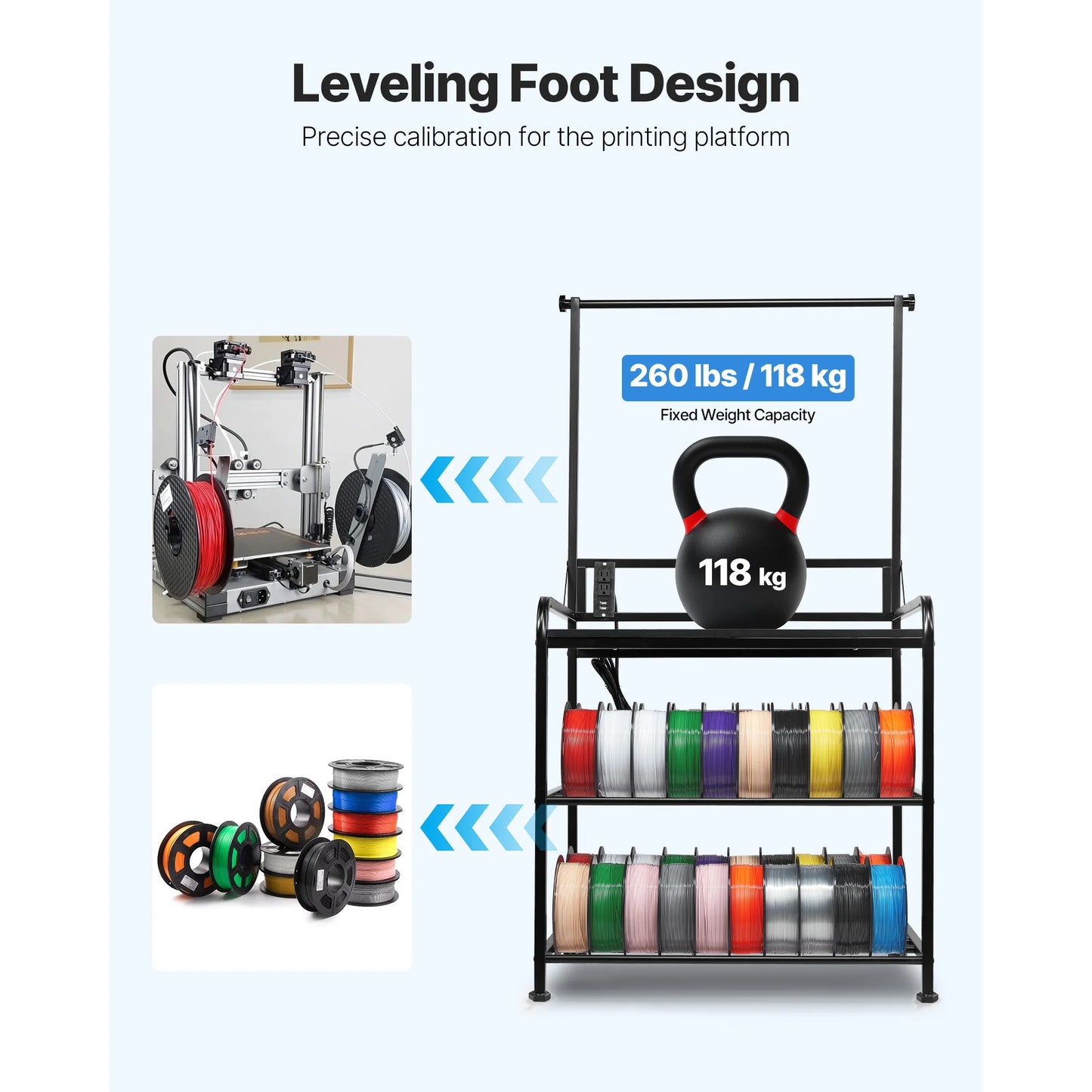 SucceBuy 3 Tier 3D Printer Filament Storage Rack Organizer Stand