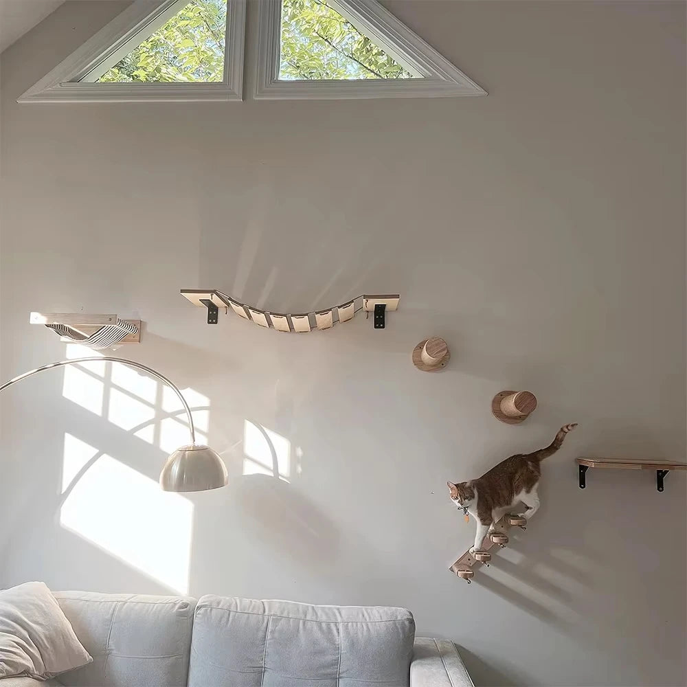 CWV Wall Mounted Cat Climbing Shelf Sisal Scratching Post