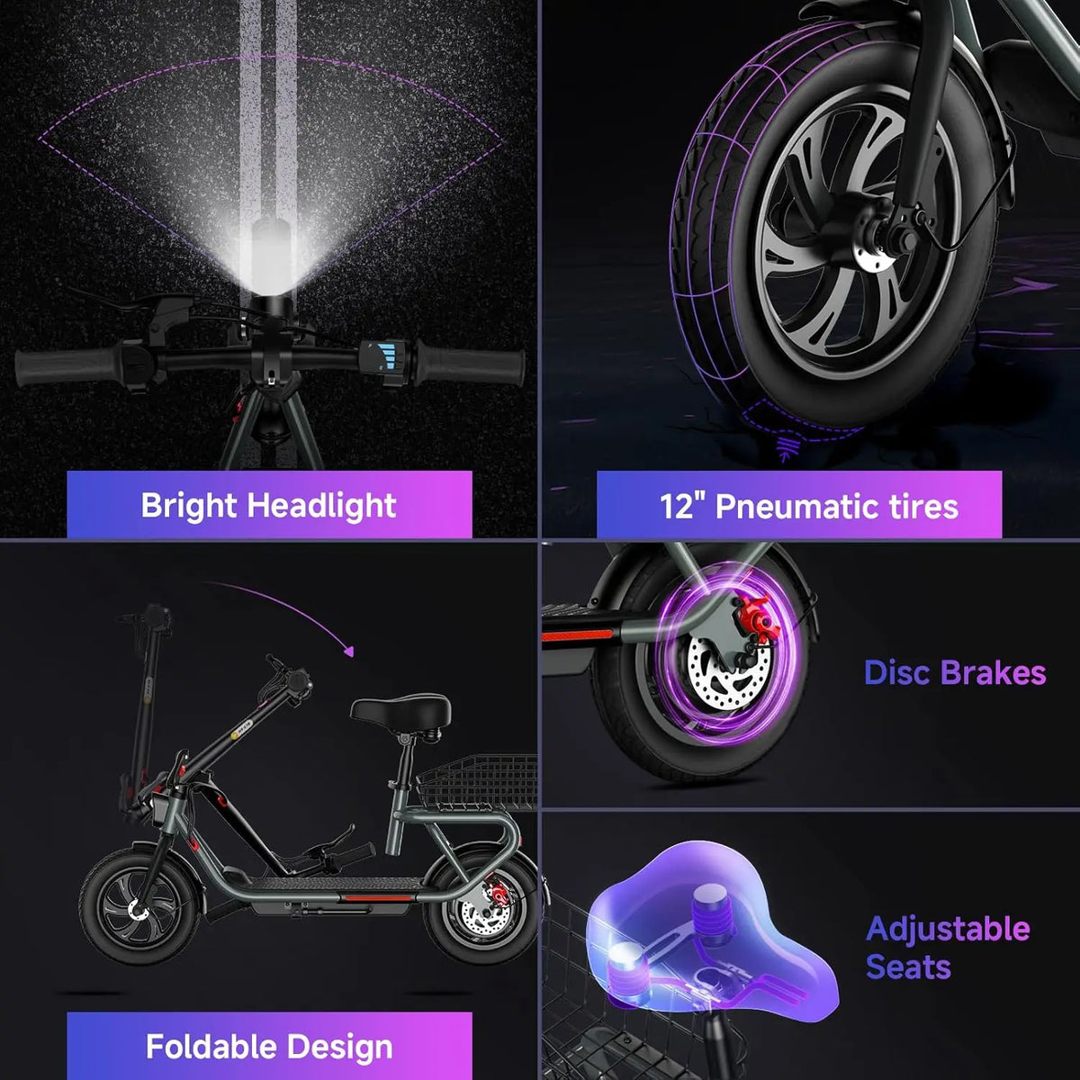 TST C10 Folding Electric Scooter For Adults With Seat