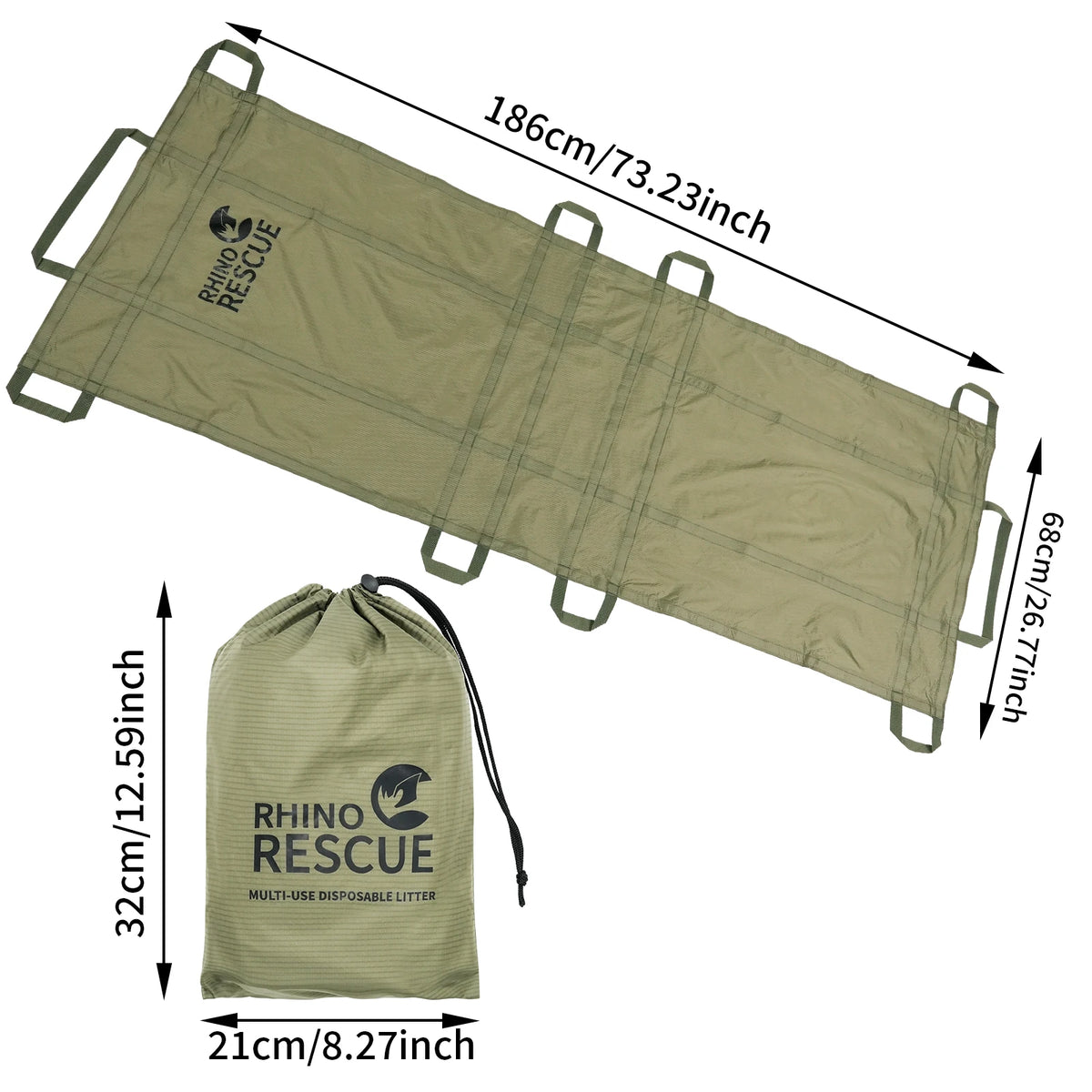 Rhino Rescue Disposable Emergency Stretcher For Outdoor Camping First Aid Kit
