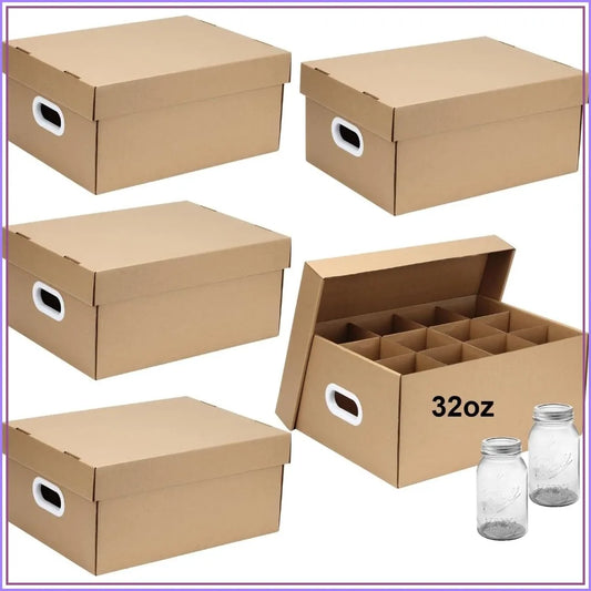 Cardboard Mason Jar Storage Boxes With Handles And Dividers