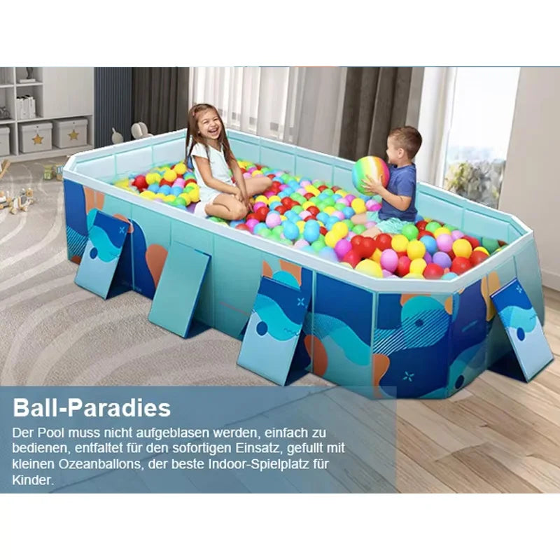 Available in 2.6m or 3m Size Foldable Large Rectangular Family Swimming Pool-Large Inflatable Pools Easy Setup Outdoor Above Ground Pool for Adults Kids Dogs Outdoor Garden Can hold sand,toys