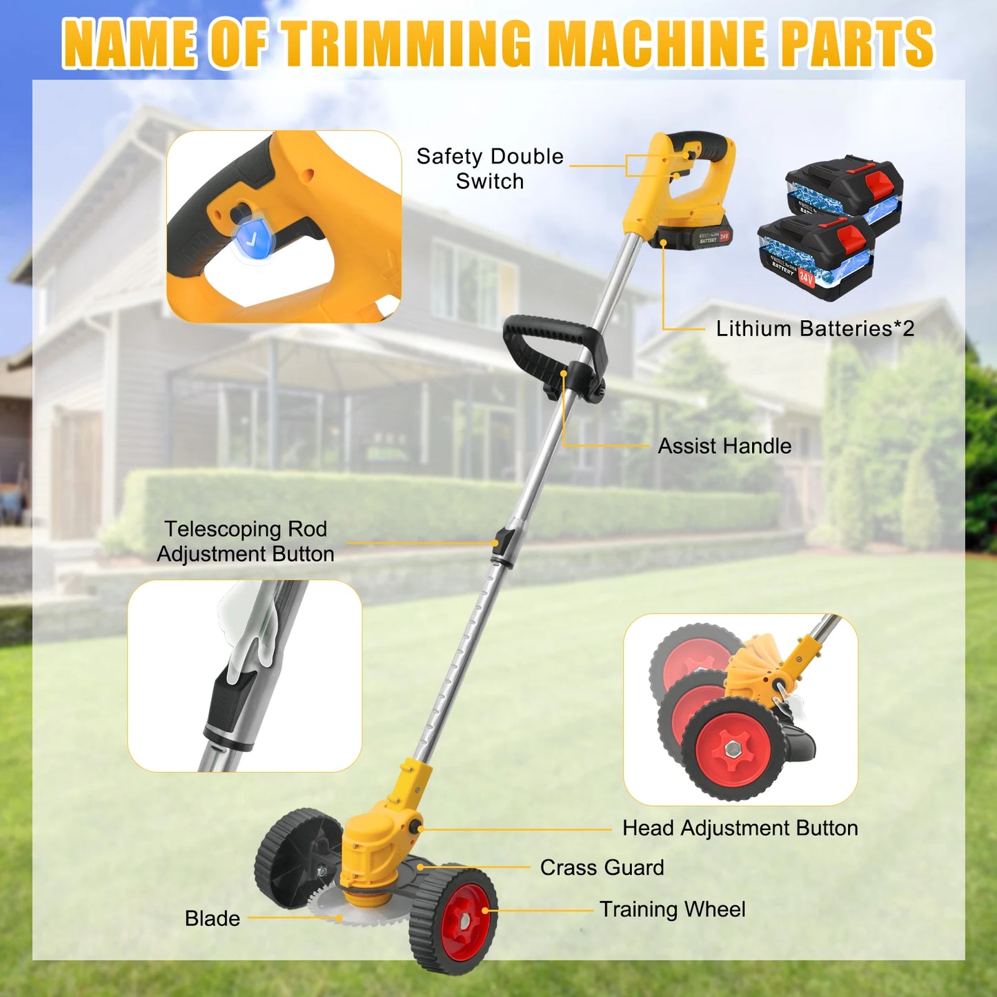 Professional Cordless 21V Brushless Grass Trimmer For Yards