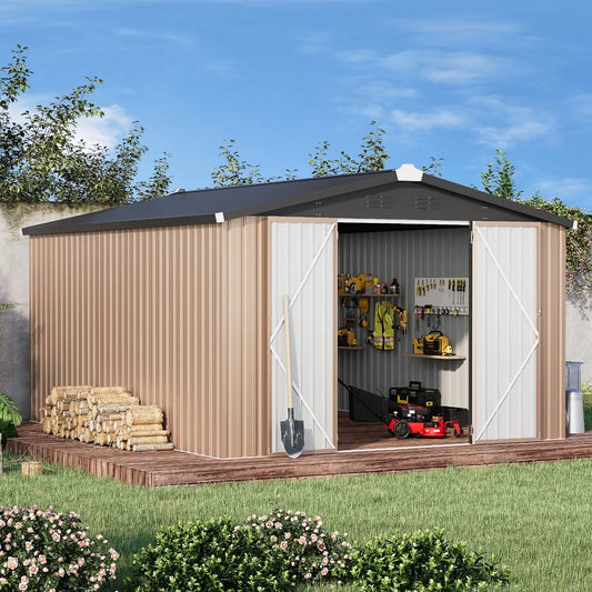 Outdoor Plastic Storage Shed With Lockable Door For Yard Patio