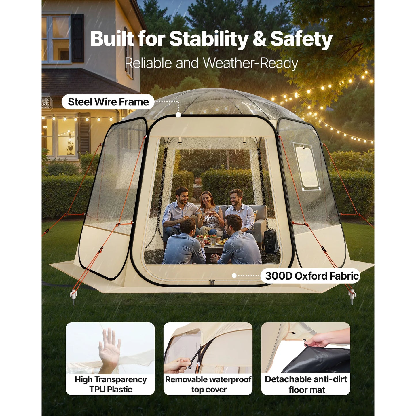 SucceBuy Clear Pop Up Bubble Tent For Outdoor Garden Shelter