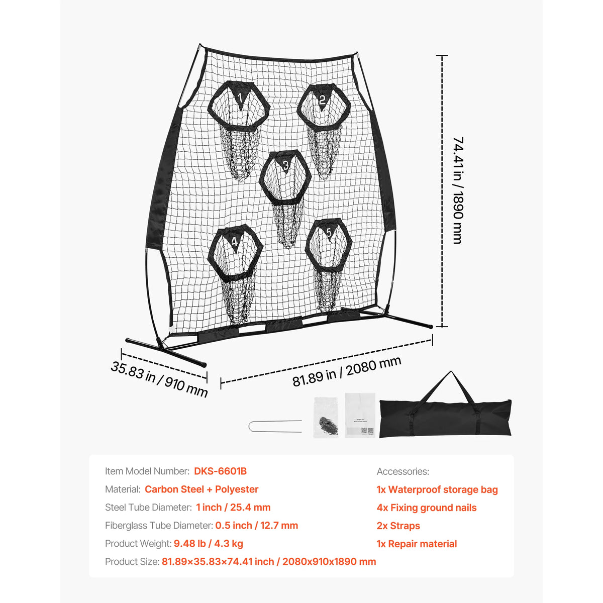 SucceBuy Football Throwing Trainer Net With Target Pockets for Practice