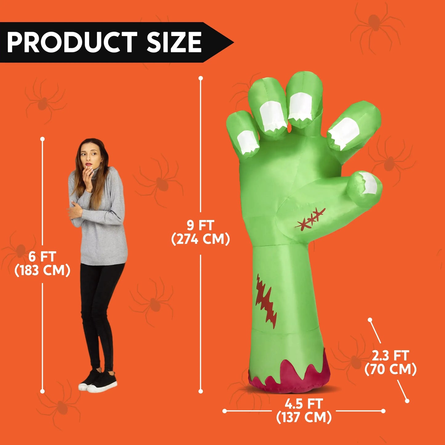 Joyfy Giant Zombie Arm Halloween Inflatable Outdoor LED Decoration