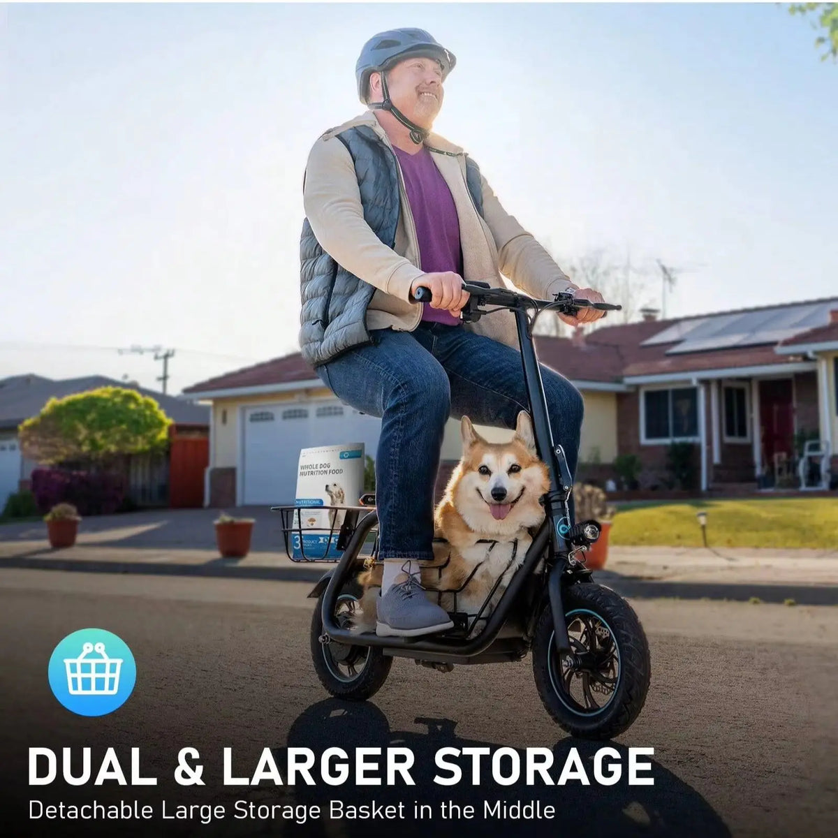 Gyroor Foldable Electric Scooter With Front Basket For Adults