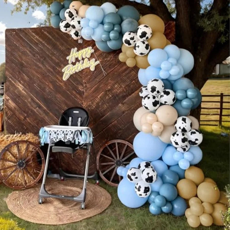 Cow Print Balloon Arch Kit for Western Farm Birthday Decor