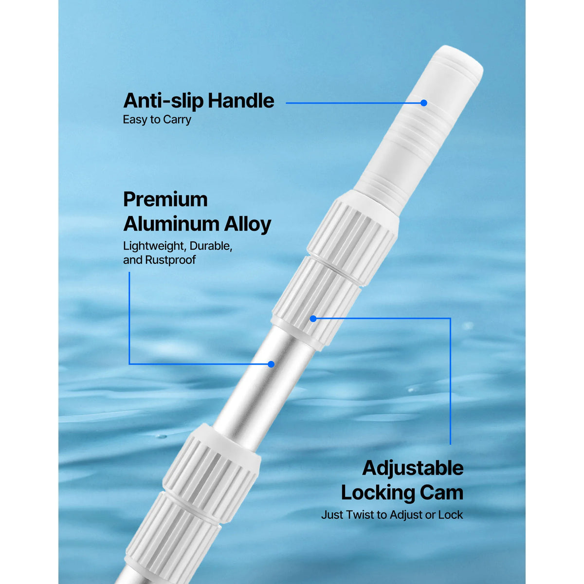 SucceBuy Telescoping Pool Pole For Swimming Net And Vacuum Head