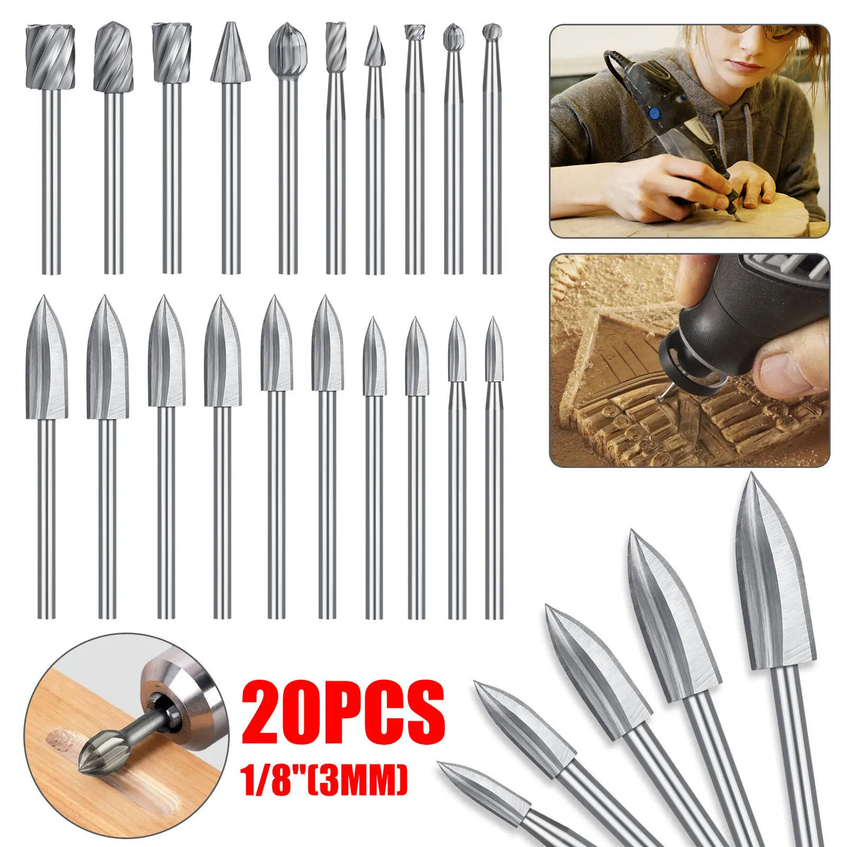 Wood Carving Engraving Drill Bits Set For Rotary Tools