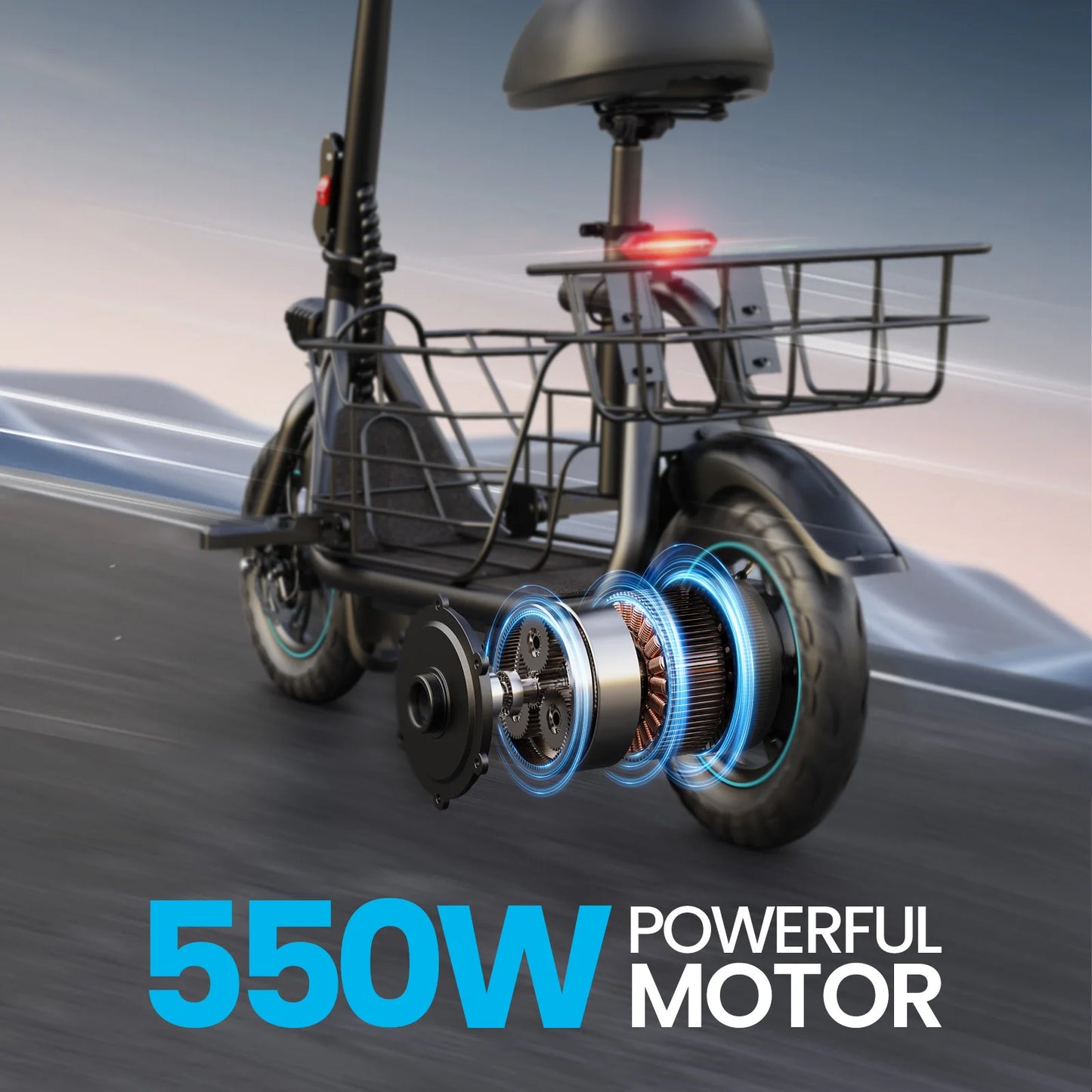 Gyroor Foldable Electric Scooter With Front Basket For Adults