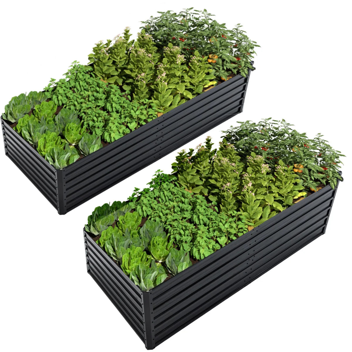 4x3x1ft Metal Raised Garden Bed,Deep Root Outdoor Galvanized Planter Box,Patio Kit Planting Beds for Vegetables Flowers Herb,Black