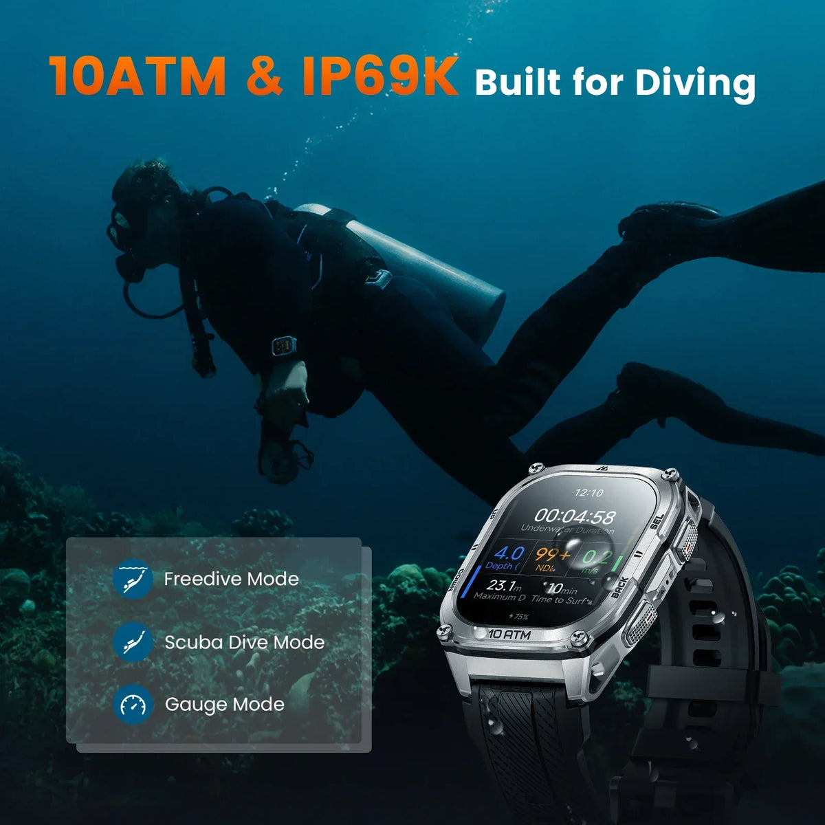 KOSPET Tank GPS Smartwatch With Offline Maps And Health Tracking
