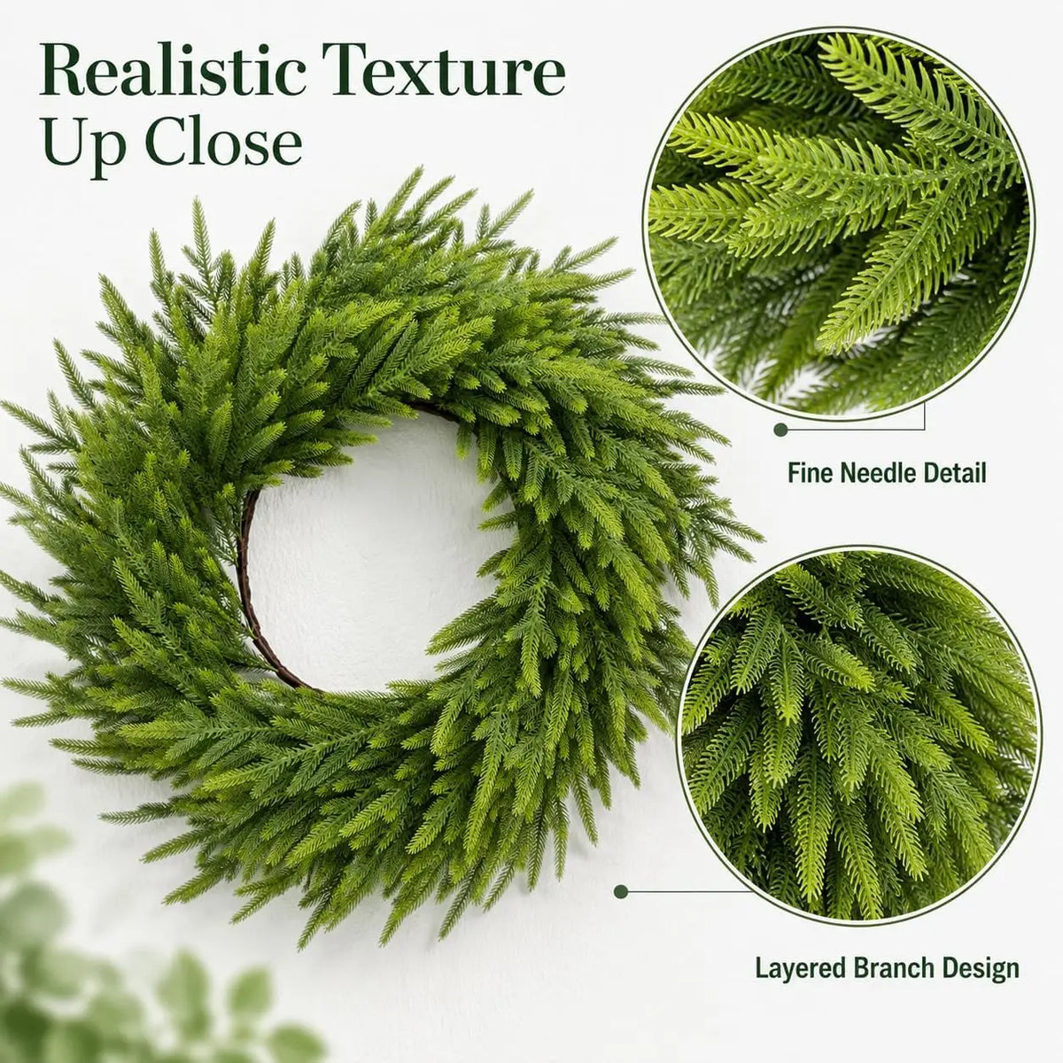 Artificial Cedar Christmas Wreath for Door and Home Decoration