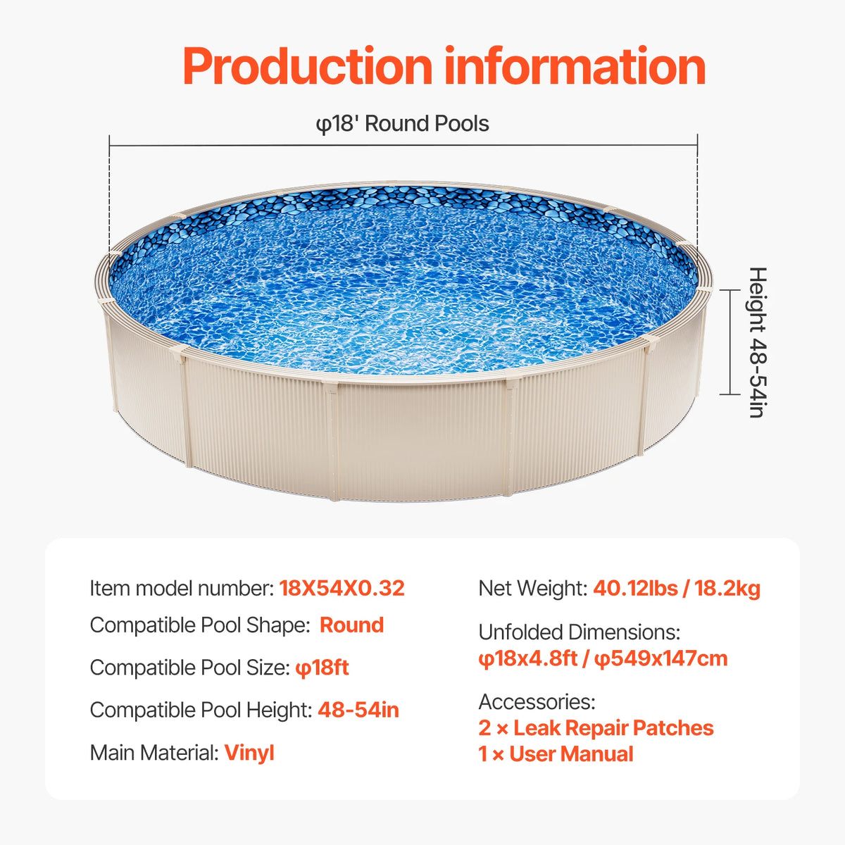 SucceBuy Swimming Pool Liner Replacement Vinyl Overlap Style
