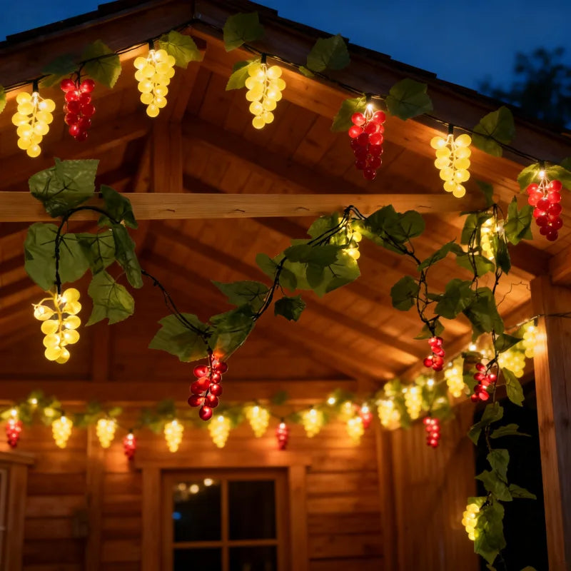 Solar Artificial Grape Vine Garland For Hanukkah And Passover Decor