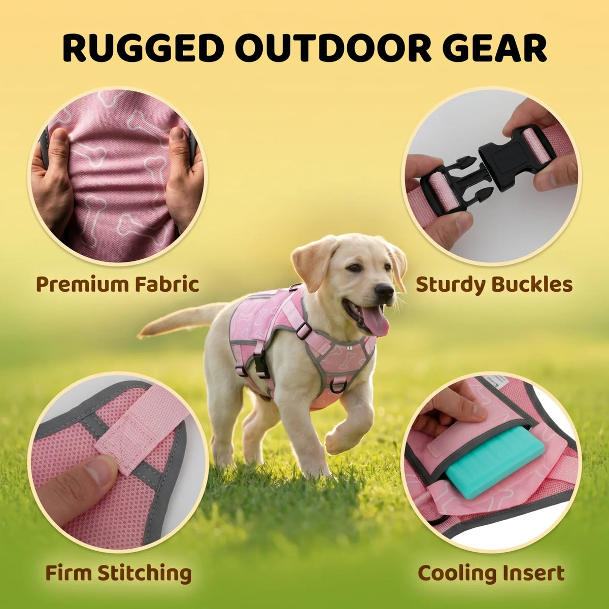 Pet Dog Cooling Vest Harness With Freezable Cooling Packs
