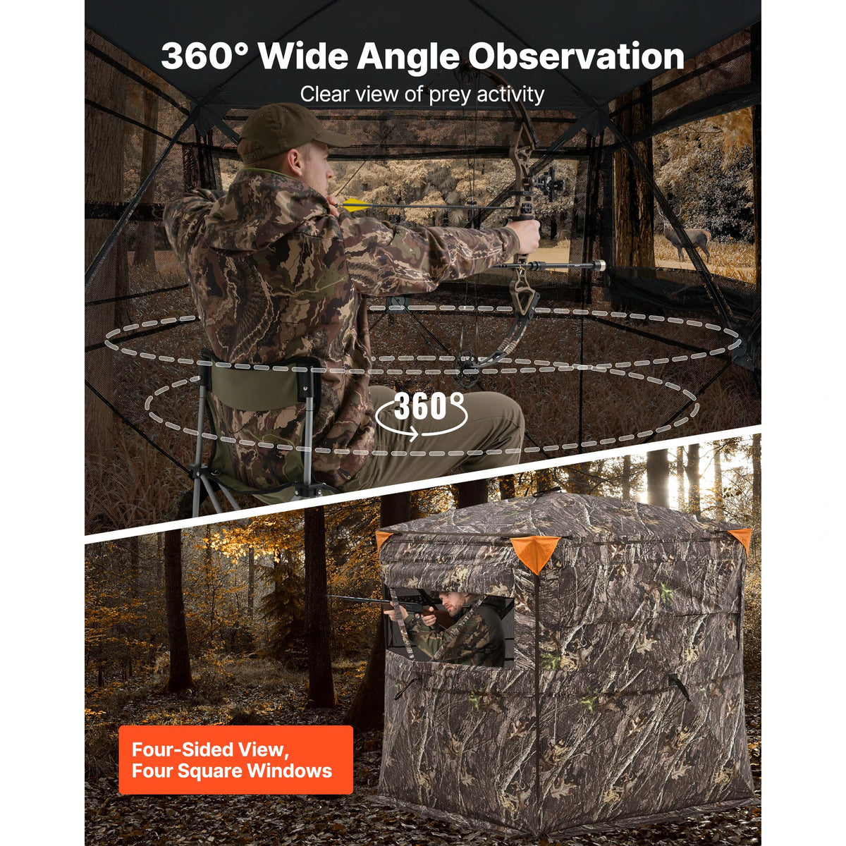 SucceBuy Ground Hunting Blind With Silent Door And Carry Bag