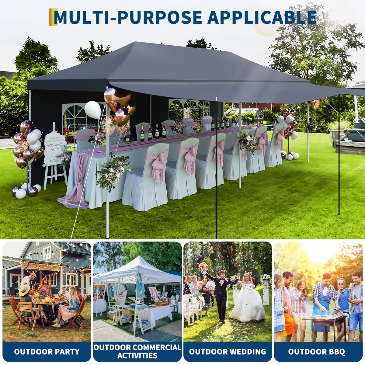 Heavy Duty Pop Up Event Tent With Five Detachable Sidewalls
