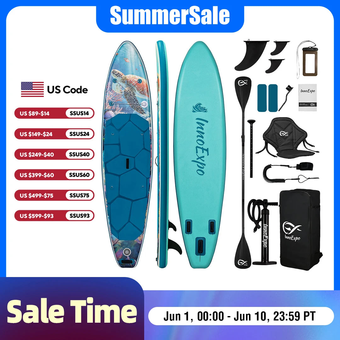InnoExpo Inflatable Stand Up Paddle Board Non Slip Water Sport