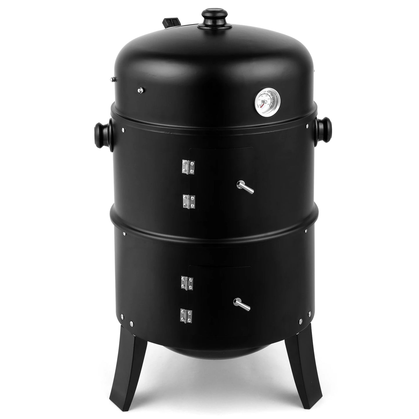 80 x 41 x 48 cm Iron Spray Smoker Carbon Grill Black Durable Portable for Outdoor Camping BBQ with Thermometer and Air Vent