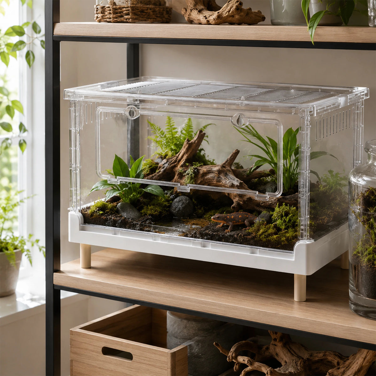 Clear Acrylic Foldable Reptile Terrarium With Front Opening Door