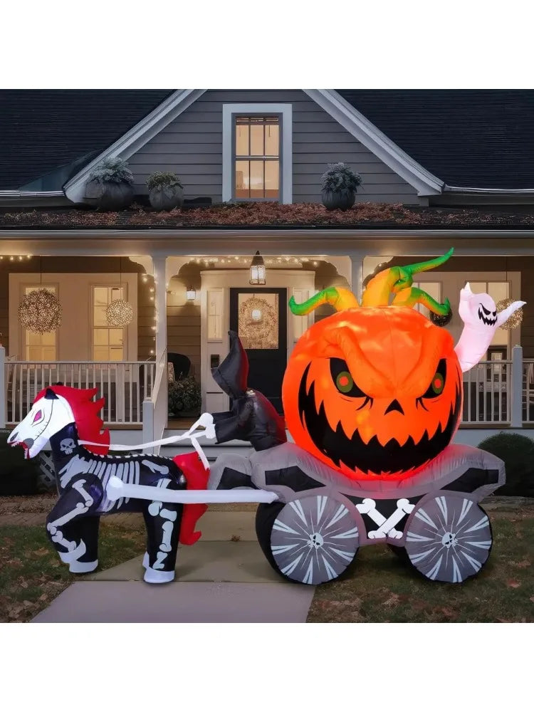 Joyfy Pumpkin Carriage Halloween Inflatable Outdoor LED Yard Decoration