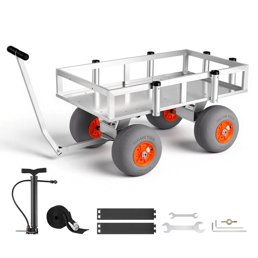 SucceBuy Foldable Aluminum Fishing Cart For All Terrain Use