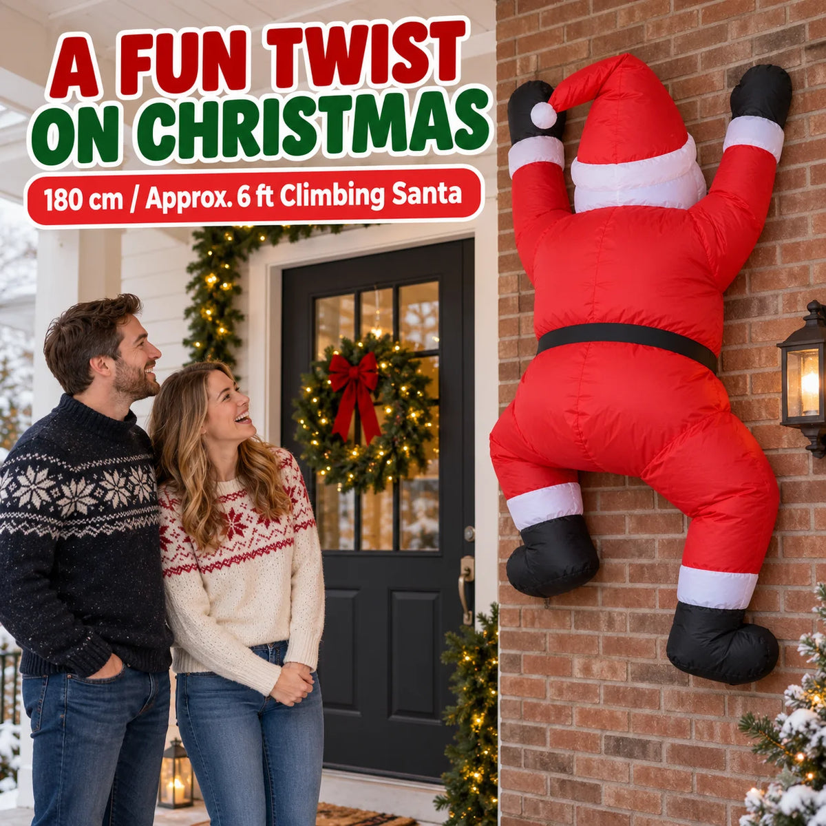 Inflatable Climbing Santa Claus Christmas Decoration with LED Lights