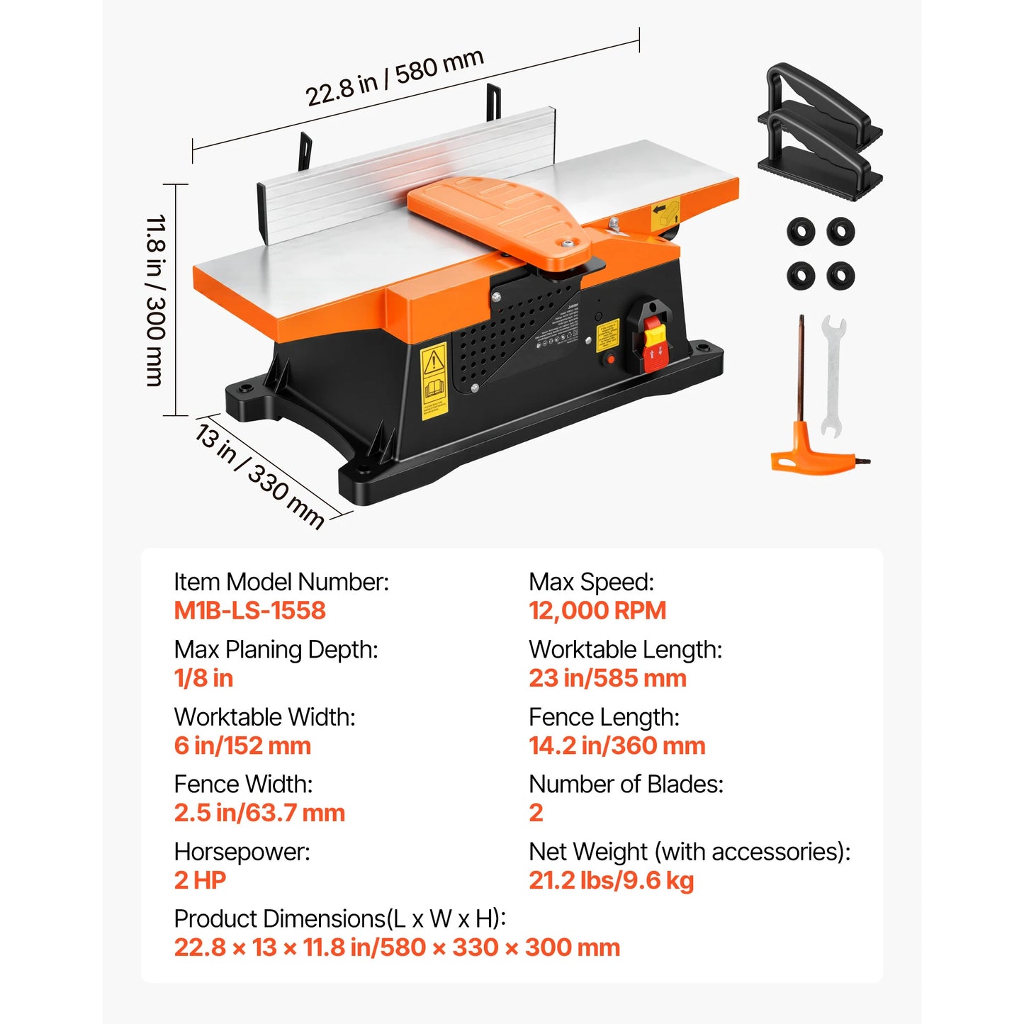 SucceBuy 2HP Benchtop Jointer With Adjustable Fence For Woodworking