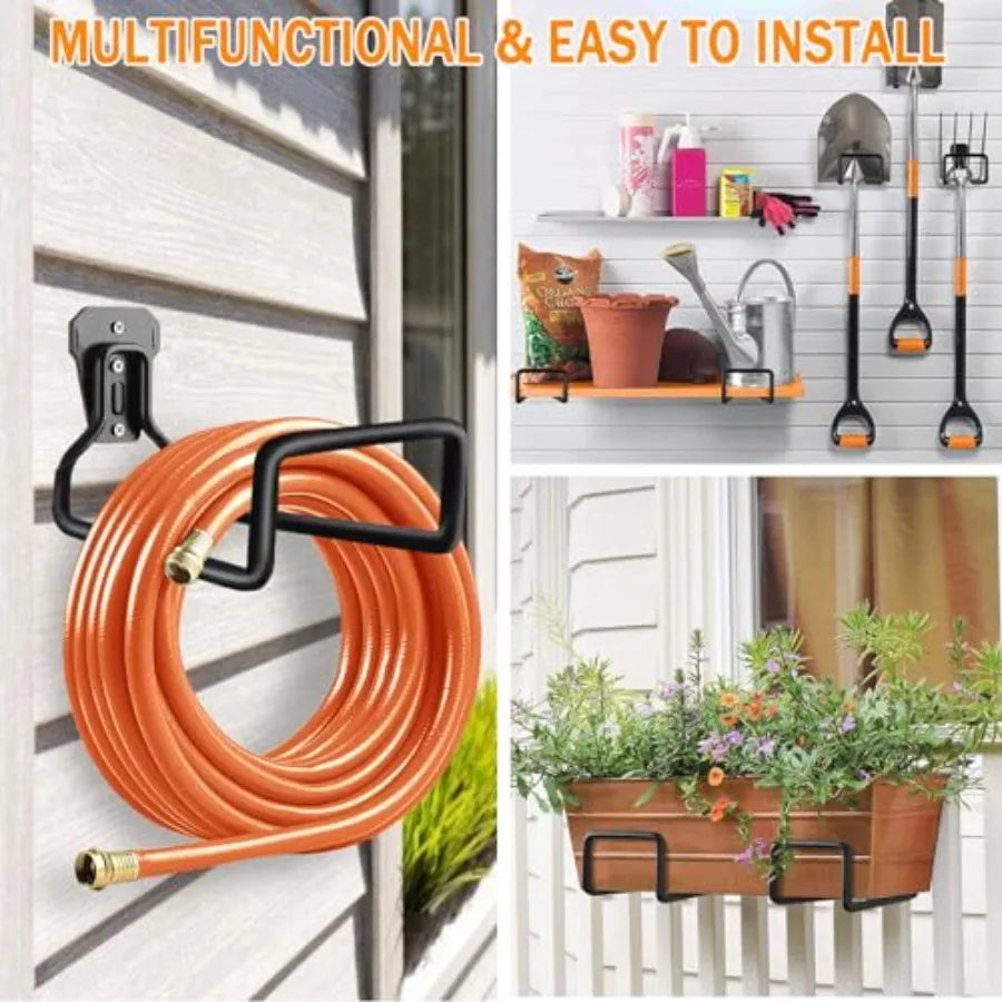 Heavy Duty Metal Garden Hose Hanger Wall Mount Storage Rack