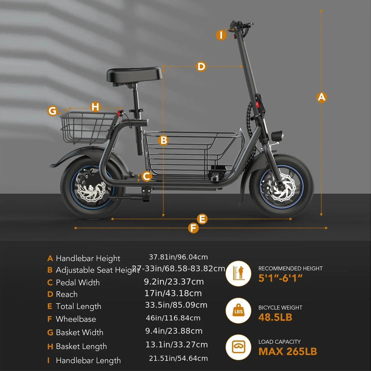 Gyroor Foldable Electric Scooter With Front Basket For Adults