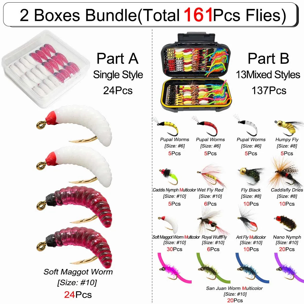 Professional Fly Fishing Kit With Dry Wet Nymph Trout Lures