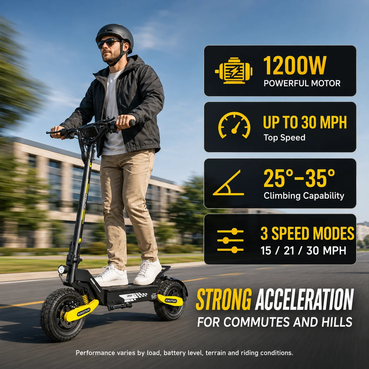Eoeotwo 1200W Off Road Electric Scooter For Adults Foldable