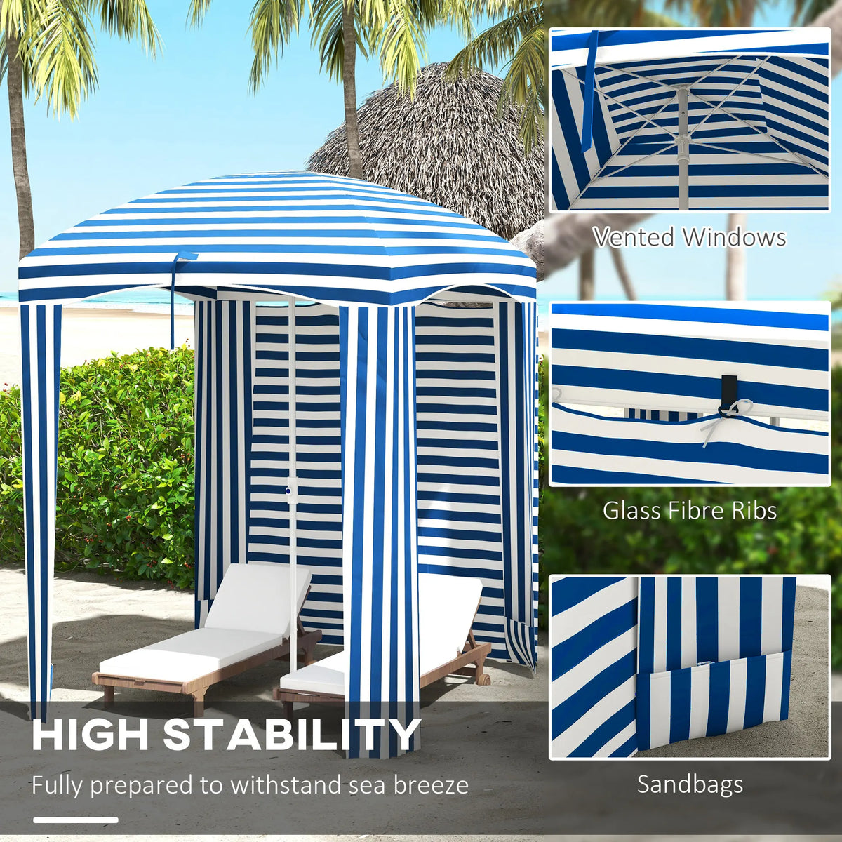 Beach Cabana Umbrella With Window Sun Shade Canopy Awning