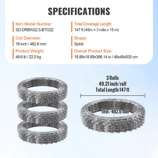 Succebuy Galvanized Double Spiral Razor Wire Fence Coil