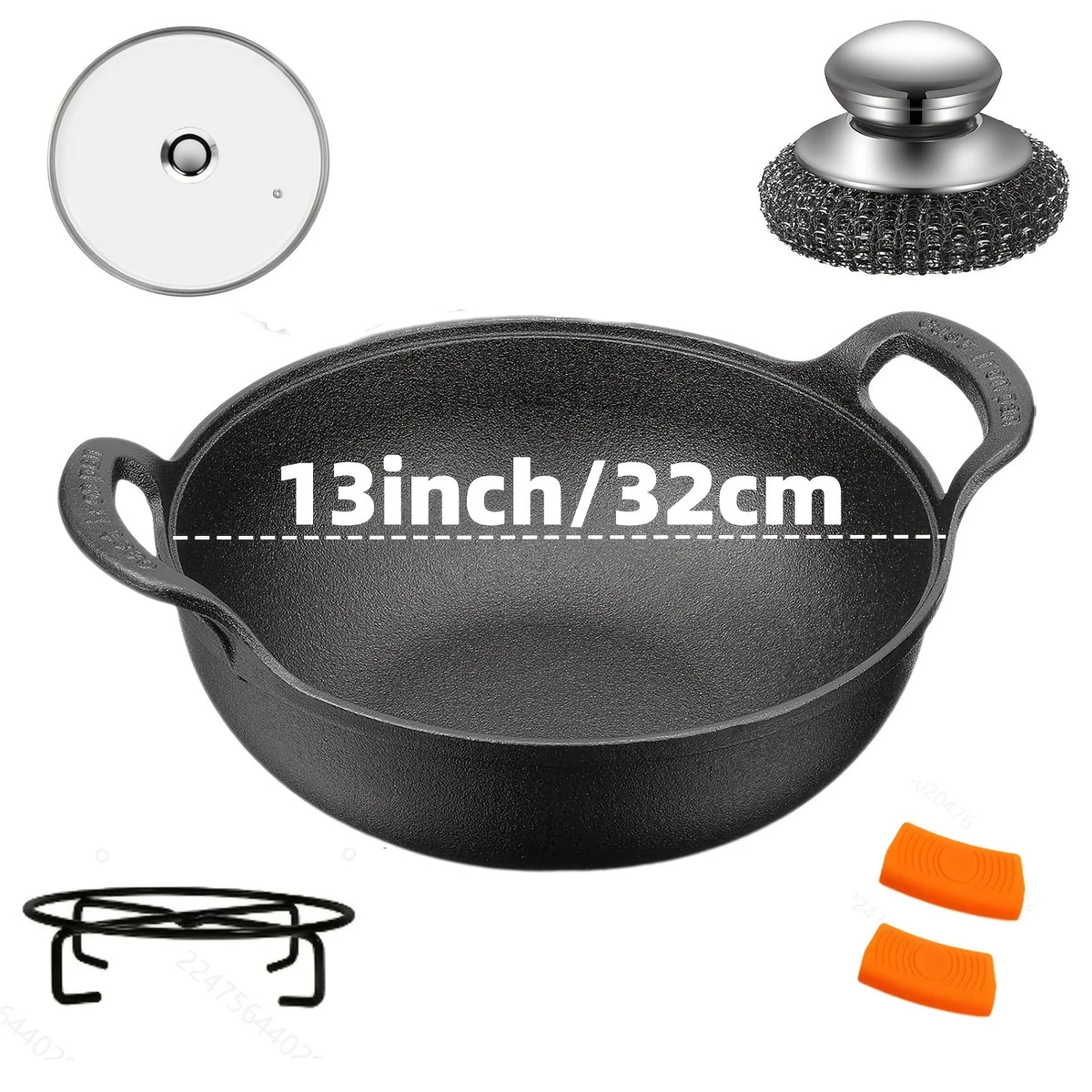 AEDG Preseasoned Cast Iron Skillet Cookware Set For Home