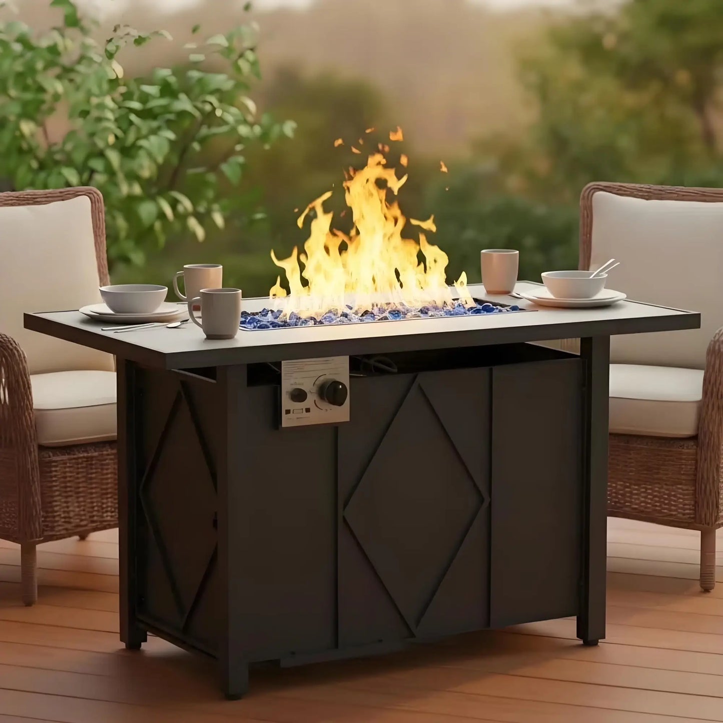 JHK Outdoor Propane Fire Pit Table For Patio Gardens