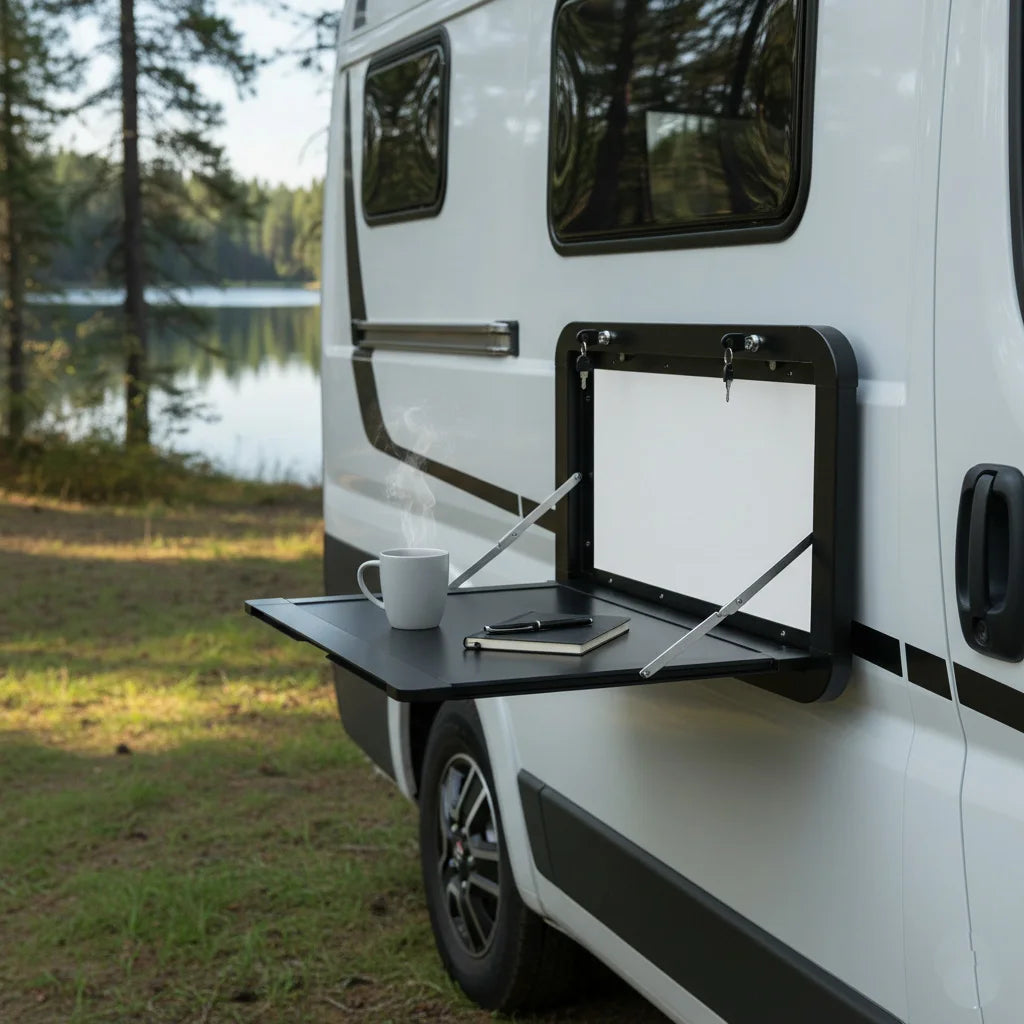 HWHongRV RV Wall Mounted Folding Table with Locking Switch Space Saving Fold Down Table for Camper Van Motorhome Boat 2 Sizes