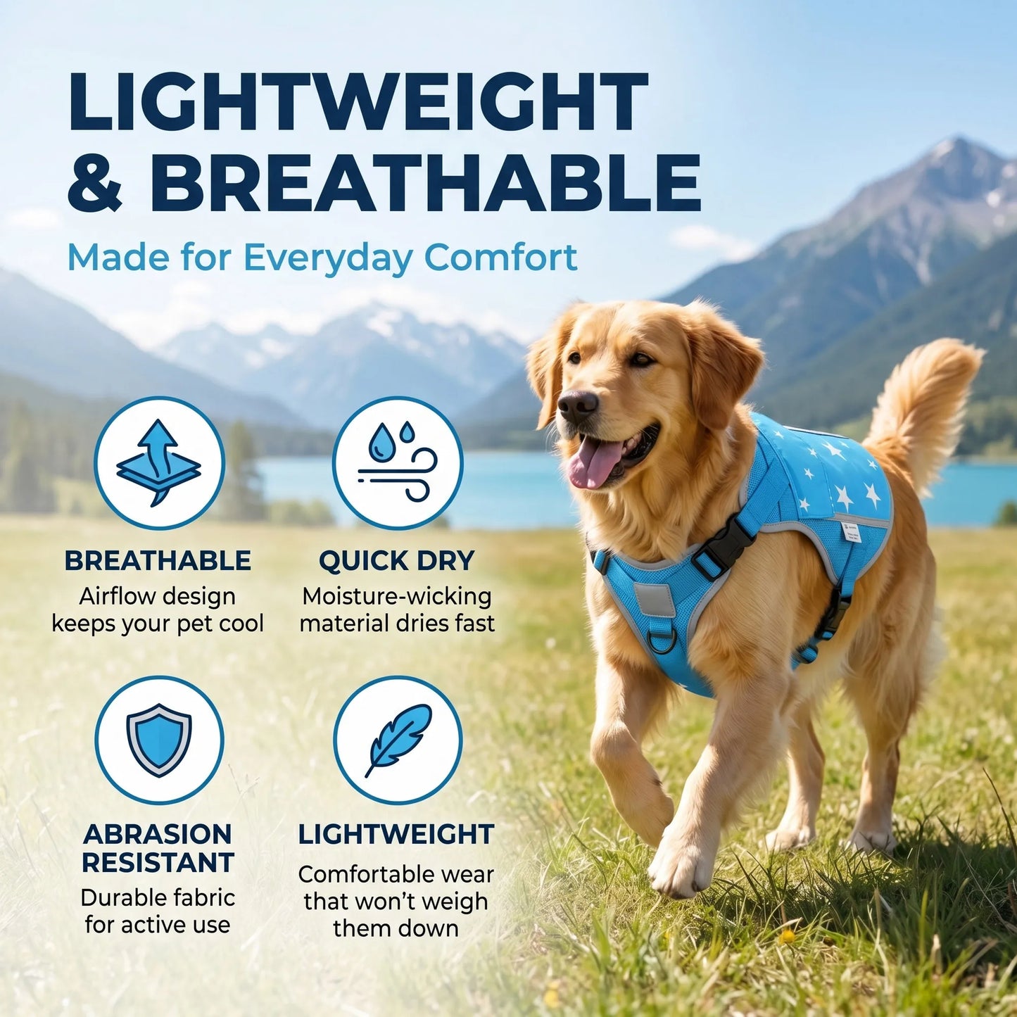 Pet Dog Cooling Vest Harness With Freezable Cooling Packs